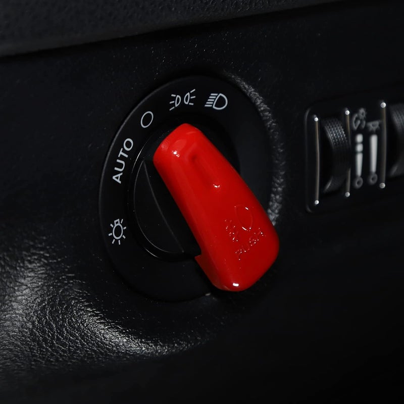 JeCar Headlight Control Switch Knob Cover Trim for 2015-2023 Dodge Challenger, for 2010-2023 Dodge Charger, for 2011-2023 Dodge Durango (Red) - Image 5
