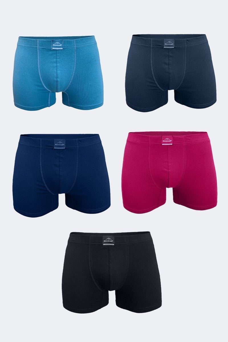 Malabadi Men's Mixed Color 5 Piece Cotton Elastane Boxer 5M074  - Image 1