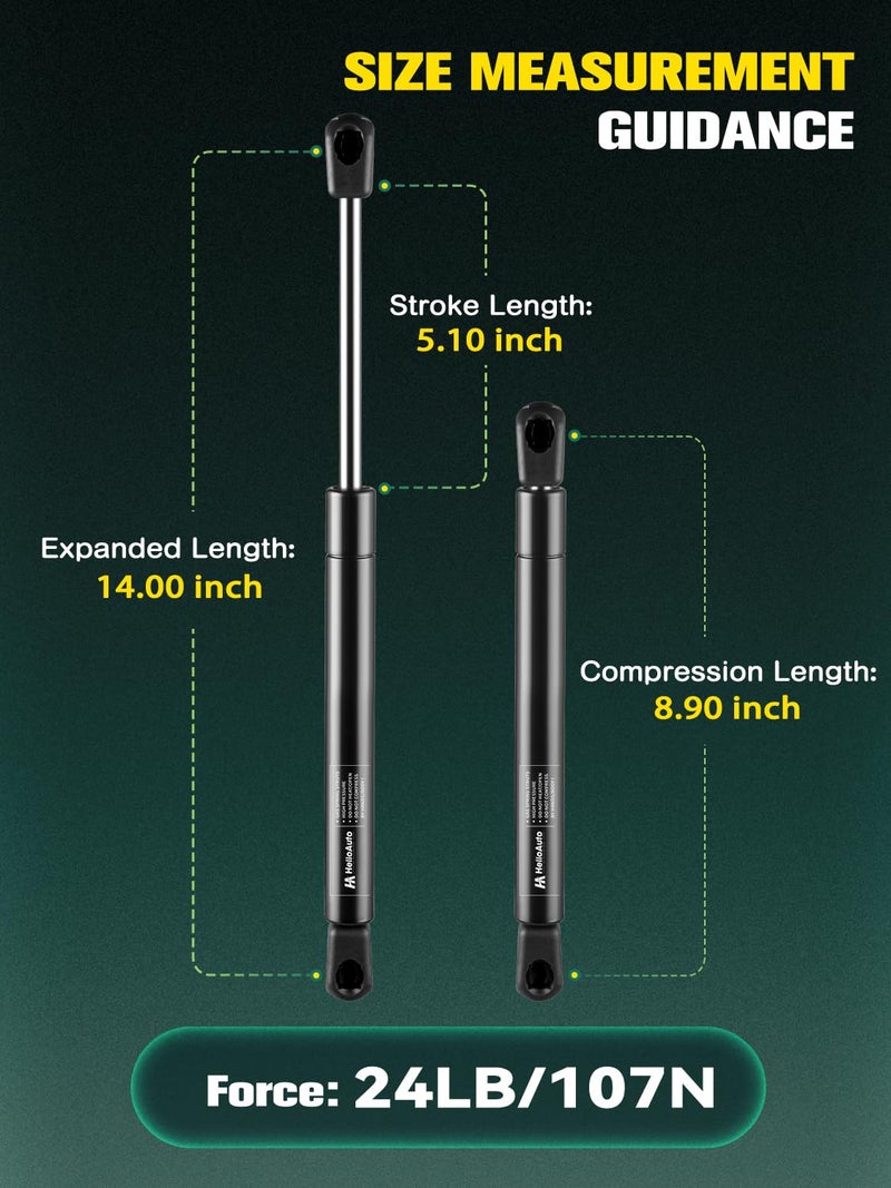 HelloAuto C16-06389 14 inch 24lbs/108N Gas Strut Shocks, SE140P25 13.98 inch Tool Box Replacement Struts Leer are ATC Camper Shell Tool Box Topper Rear Window Truck Canopy Cap, Pack of 2 - Image 3