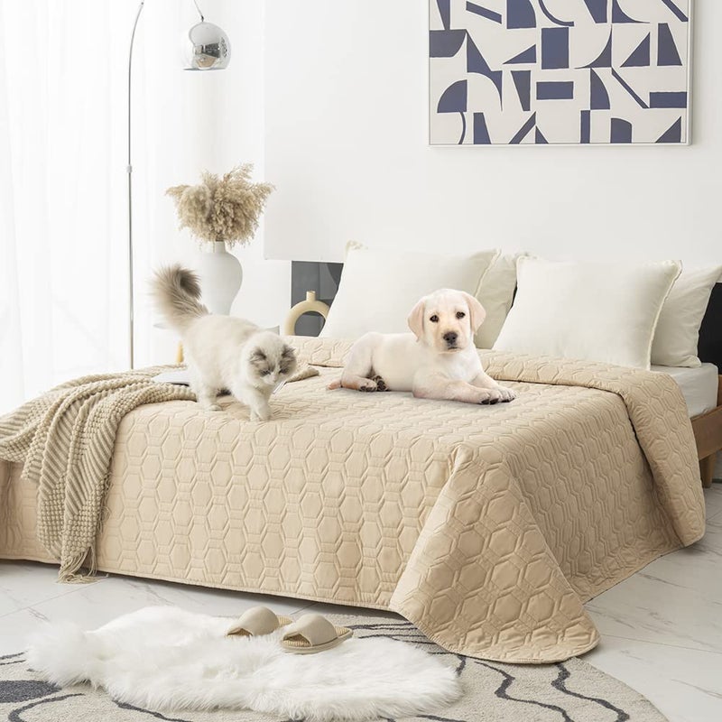 Tcksstex Waterproof and NonSlip Dog Bed Cover and Pet Blanket Sofa Pet Bed Mat car Incontinence Mattress Protectors Furniture Couch Cover for Most Cats DogsPets82x102Beige