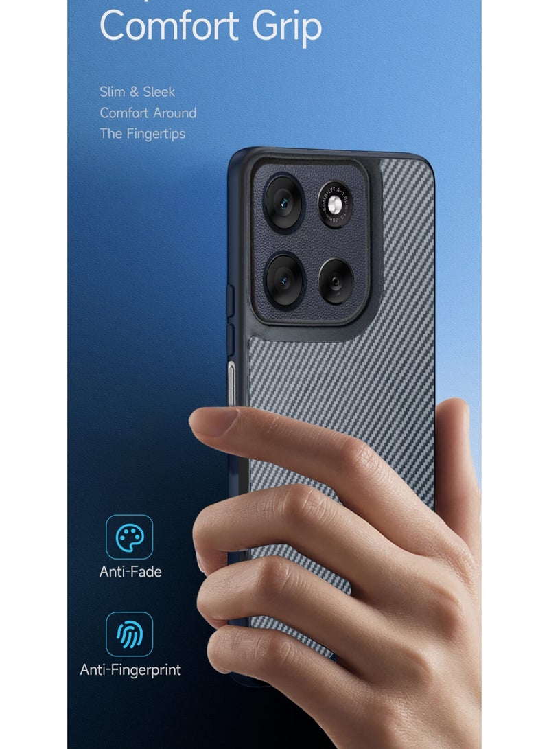 دبليو تيك غطاء خلفي واقٍ من السيليكون الناعم وألياف الكربون مع دعم Magsafe لهاتف Motorola Moto G56 5G 2025 - رمادي (MCFPSN) - Image 4