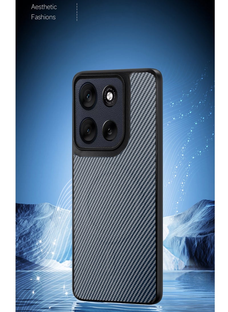 دبليو تيك غطاء خلفي واقٍ من السيليكون الناعم وألياف الكربون مع دعم Magsafe لهاتف Motorola Moto G56 5G 2025 - رمادي (MCFPSN) - Image 2