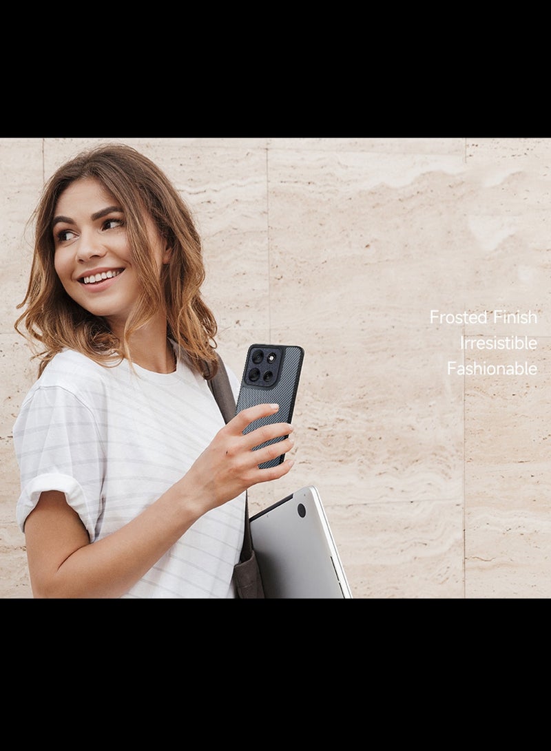 دبليو تيك غطاء خلفي واقٍ من السيليكون الناعم وألياف الكربون مع دعم Magsafe لهاتف Motorola Moto G56 5G 2025 - رمادي (MCFPSN) - Image 3