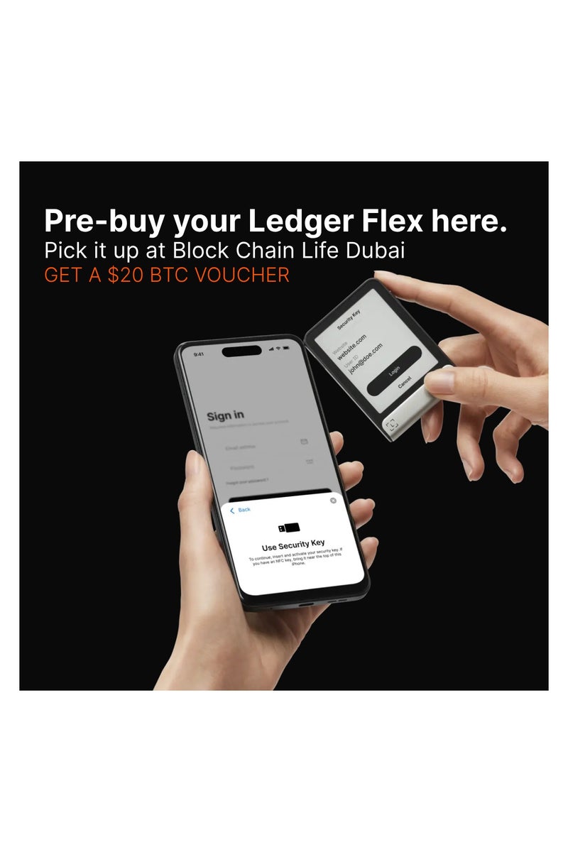 Ledger Flex Crypto Hardware Wallet with E Ink Touchscreen, Secure Element Chip, Bluetooth, Multi-Currency Support, Works with iOS Android and Desktop