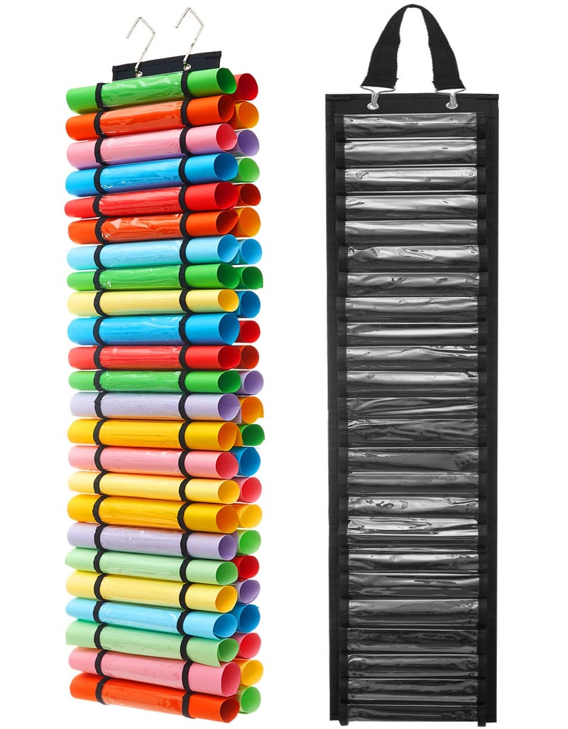 Gtthry Vinyl Roll Holder,Vinyl Storage Organizer,Vinyl Roll Storage with 48 Compartments,Craft Vinyl Storage Rack Wall Mount/Over The Door, Hanging Organizer Storage,Gift Wrap Organizer for Home Craft Room - Image 1
