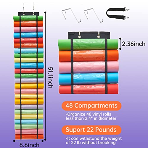 Gtthry Vinyl Roll Holder,Vinyl Storage Organizer,Vinyl Roll Storage with 48 Compartments,Craft Vinyl Storage Rack Wall Mount/Over The Door, Hanging Organizer Storage,Gift Wrap Organizer for Home Craft Room - Image 2