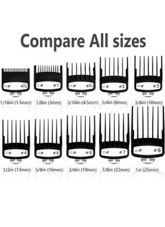 CR8GR8 for Wahl Clipper Guards Set, 10 Pcs Compatible with Wahl Guards for Clippers from 1/16” to 1”, Universal Barber Guards with Metal Clip fits for All Wahl Clippers Combs #3170-400, Black - pzsku/ZE372D3C82CD2C99F20C8Z/45/_/1731925641/08025a02-922d-4d9b-997b-db02dc5edd32