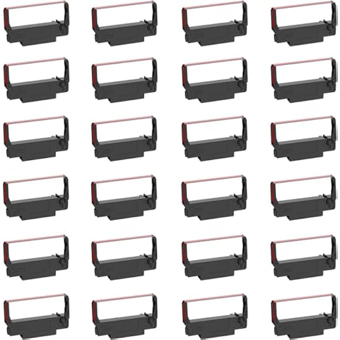 REPLACEMENT FOR ERC-30/34/38 B/R RIBBON USED WITH EPSON ERC30 ERC34 ERC38, M188B, TM-U220, TM-U220B, SNBC BTP-M300, BIXOLON GRC-220BR, SRP-275, SRP-275III (24 PACK, BLACK AND RED) - Image 1