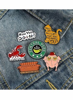 Depend Enamel Pins Set 6 PCS Cartoon Brooches Friends TV Show Brooch Pins Enamel Lapel Pins For Backpack Hat Lapel Jacket Badges Button Cool Funny Aesthetic Fashion Badge Jewelry For Women  - Image 1
