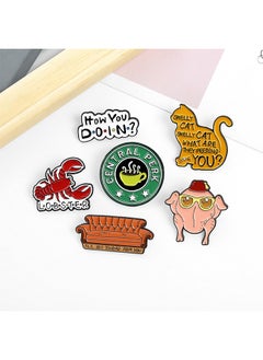 Depend Enamel Pins Set 6 PCS Cartoon Brooches Friends TV Show Brooch Pins Enamel Lapel Pins For Backpack Hat Lapel Jacket Badges Button Cool Funny Aesthetic Fashion Badge Jewelry For Women  - Image 5