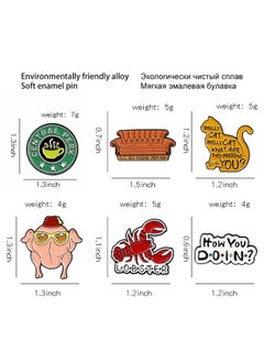 Depend Enamel Pins Set 6 PCS Cartoon Brooches Friends TV Show Brooch Pins Enamel Lapel Pins For Backpack Hat Lapel Jacket Badges Button Cool Funny Aesthetic Fashion Badge Jewelry For Women  - Image 2