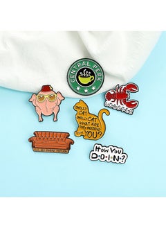 Depend Enamel Pins Set 6 PCS Cartoon Brooches Friends TV Show Brooch Pins Enamel Lapel Pins For Backpack Hat Lapel Jacket Badges Button Cool Funny Aesthetic Fashion Badge Jewelry For Women  - Image 4