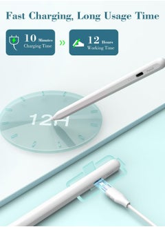 جينزي قلم GENZY Stylus لأجهزة iPad، قلم Apple، قلم iPad، 2025، رفض راحة اليد، حساسية الإمالة، عالمي، متوافق مع Android وMS، جميع أجهزة iPad 6/7/8/9/10/11، Pro، M4، Air 3/4/5/M2/M3، Mini 5/6 - أبيض  - Image 2