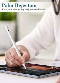 جينزي قلم GENZY Stylus لأجهزة iPad، قلم Apple، قلم iPad، 2025، رفض راحة اليد، حساسية الإمالة، عالمي، متوافق مع Android وMS، جميع أجهزة iPad 6/7/8/9/10/11، Pro، M4، Air 3/4/5/M2/M3، Mini 5/6 - أبيض  - Image 5