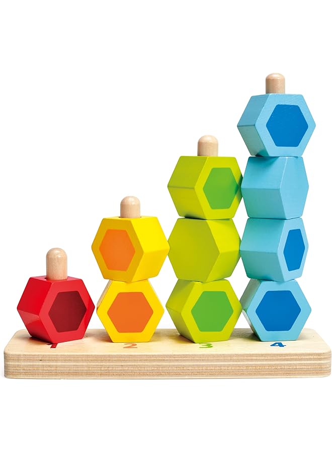 Hape Stacking Music Set Colourful 6 Piece Musical Box Toy Wooden Set For Kids 18 Months Plus - Image 1