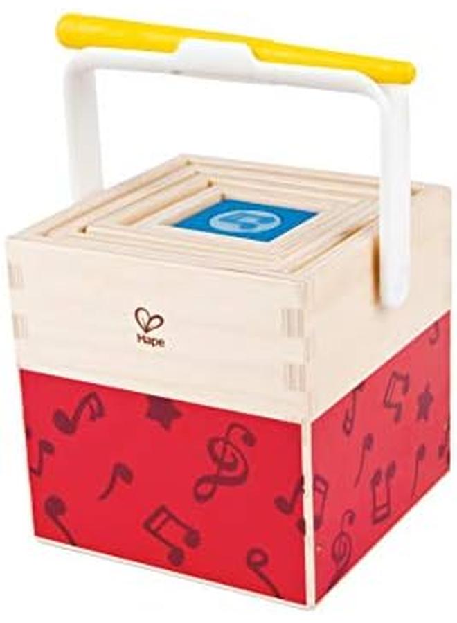 Hape Stacking Music Set Colourful 6 Piece Musical Box Toy Wooden Set For Kids 18 Months Plus - Image 4