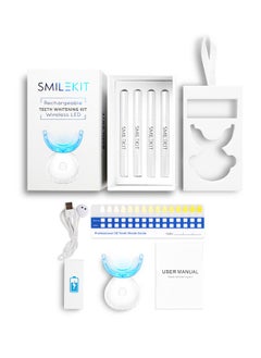 SMILEKIT Home Use Wireless Teeth Whitening Kit with 16-Point LED Blue Lights Accelerator, Natural Whitening Effective Stain Removal Include 4 Teeth Whitening Gel Pens Complimentary Color Card(White)  - Image 3