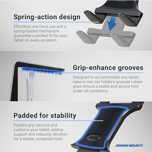 Arkon حامل تابلت ARKON القوي مع قاعدة حفر وذراع بطول 22 بوصة، يناسب جميع أنواع التابلت، قاعدة حفر صلبة، ذراع صلبة قابلة للتعديل بطول 22 بوصة، متوافق مع آيباد، سامسونج، جوجل، هواوي، والمزيد - Image 4