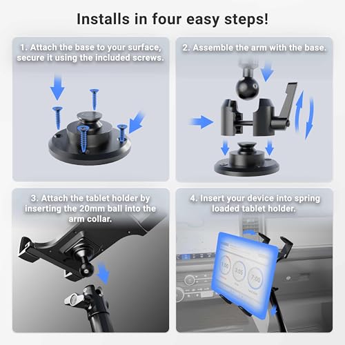 Arkon حامل تابلت ARKON القوي مع قاعدة حفر وذراع بطول 22 بوصة، يناسب جميع أنواع التابلت، قاعدة حفر صلبة، ذراع صلبة قابلة للتعديل بطول 22 بوصة، متوافق مع آيباد، سامسونج، جوجل، هواوي، والمزيد - Image 5