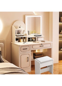 keke Multifunctional Makeup Vanity Dressing Table with LED Mirror and Chair 80 CM  - Image 2