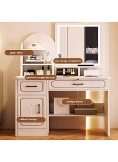 keke Multifunctional Makeup Vanity Dressing Table with LED Mirror and Chair 80 CM  - Image 3