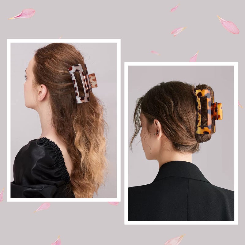 Mandydov 8 Pcs Large Hair Claw Clips 4.1 Inch Non-slip Big Square Matte Claws Leopard Print for Women, Strong Hold Banana Clips for Thick Thin Hair - Image 4