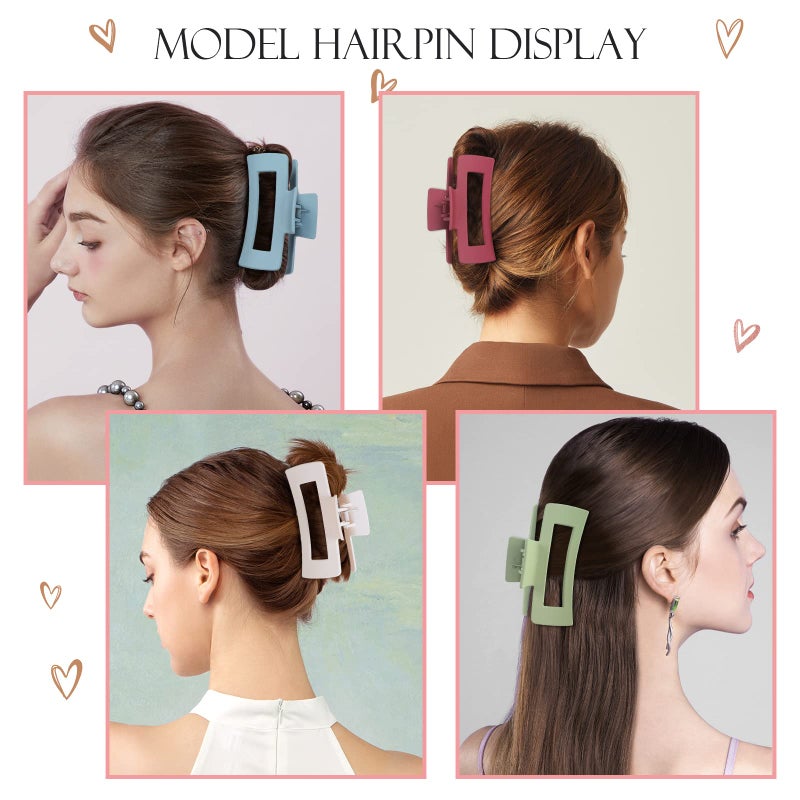 Mandydov 8 Pcs Large Hair Claw Clips 4.1 Inch Non-slip Big Square Matte Claws Leopard Print for Women, Strong Hold Banana Clips for Thick Thin Hair - Image 5