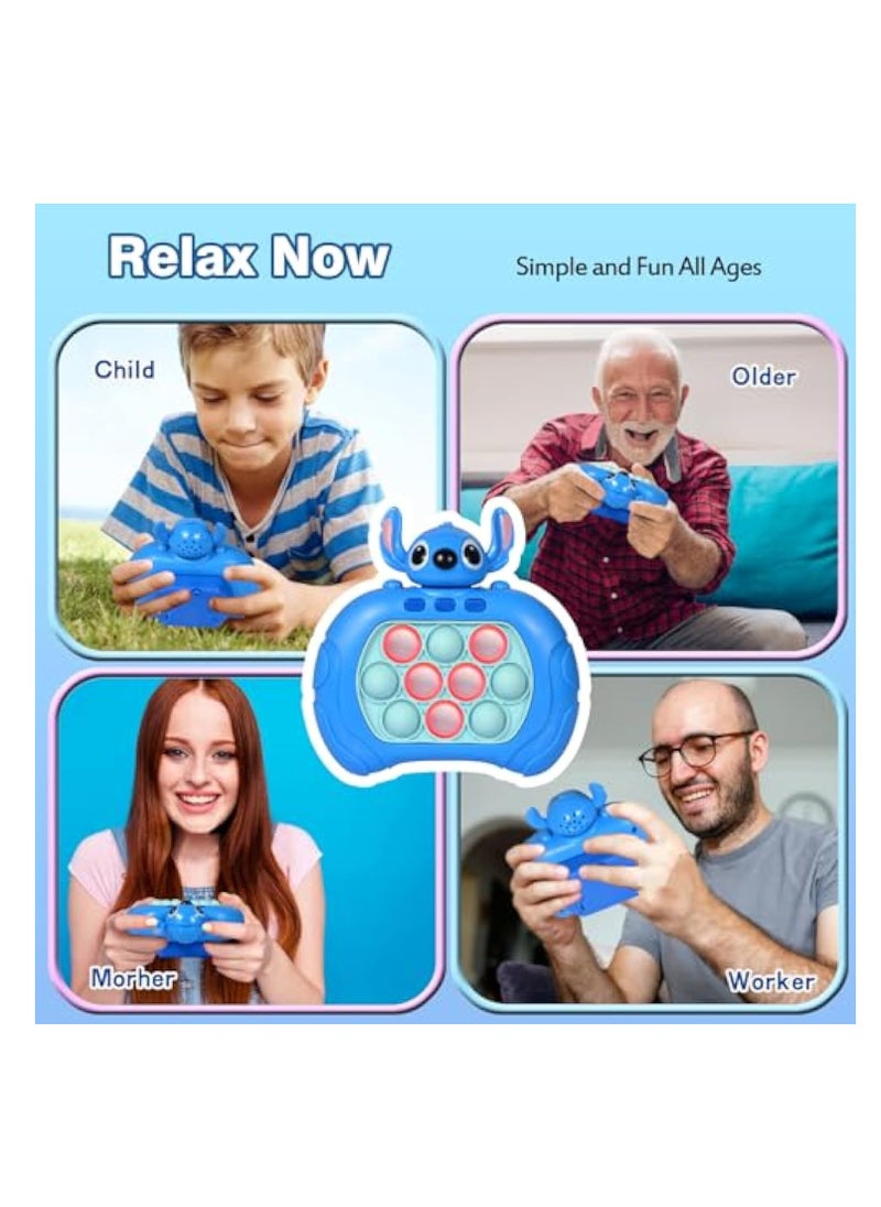 KASTWAVE - Stitch Quick Push Game, Fast Push Bubble Game, Pop Fidget Toys for Kids Quick, Handheld Puzzle Game Sensory Toys with LED Screen, Quick Push Light Up Game Gifts for Girls Boys (Blue) - Image 1