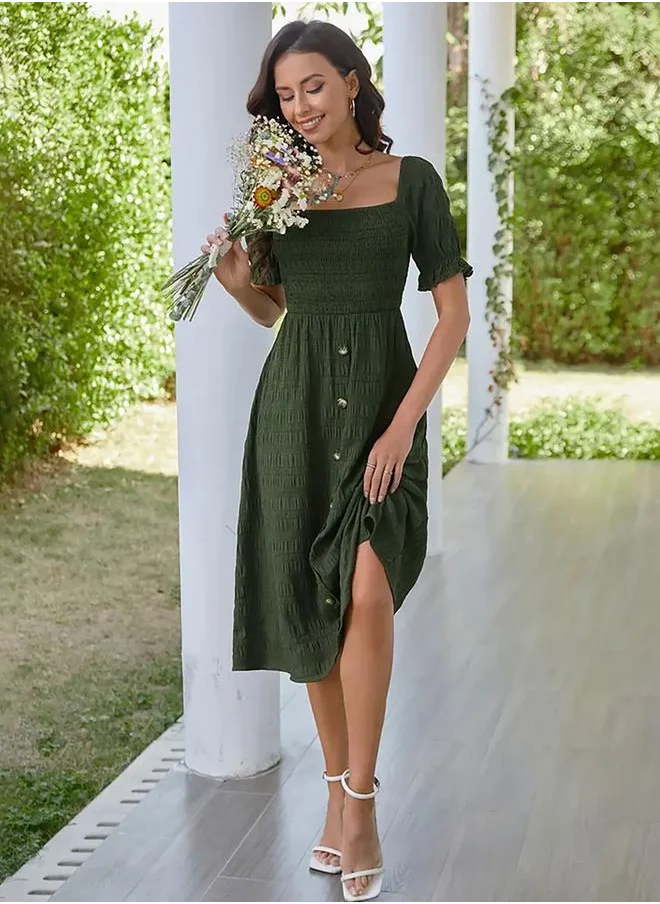 Take Two Smocked Bodice Midi Dress