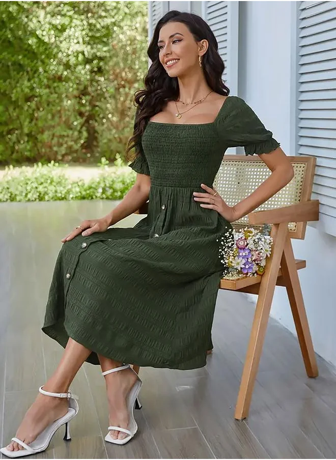 Take Two Smocked Bodice Midi Dress