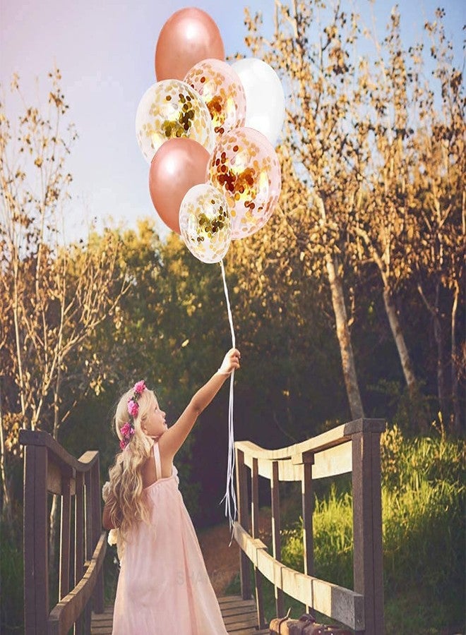 SHANAYA Party Decoration Kit - 62Pcs Set For Boys Girls Husband Wife Special Decoration Items Combo - Metallic Rose Gold White Balloons Gold Rose Gold Confetti Balloons Glue Dot Ribbon Party Wedding Bridal Shower Engagement Supplies - Image 3