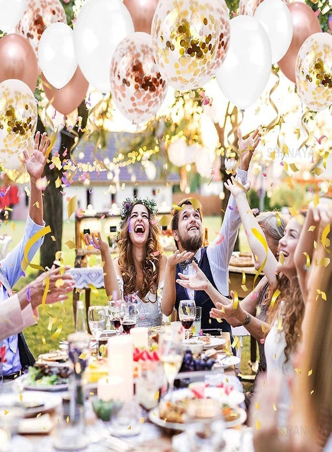 SHANAYA Party Decoration Kit - 62Pcs Set For Boys Girls Husband Wife Special Decoration Items Combo - Metallic Rose Gold White Balloons Gold Rose Gold Confetti Balloons Glue Dot Ribbon Party Wedding Bridal Shower Engagement Supplies - Image 4