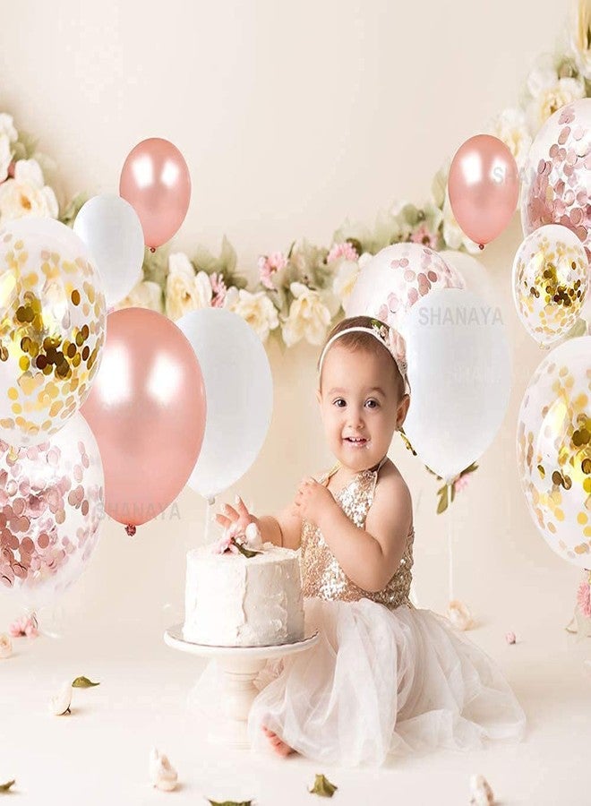 SHANAYA Party Decoration Kit - 62Pcs Set For Boys Girls Husband Wife Special Decoration Items Combo - Metallic Rose Gold White Balloons Gold Rose Gold Confetti Balloons Glue Dot Ribbon Party Wedding Bridal Shower Engagement Supplies - Image 2
