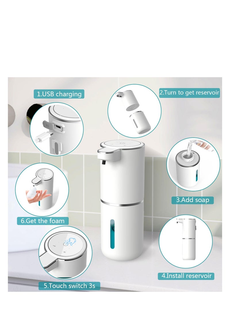 Excefore Automatic Foaming Soap Dispenser, USB Rechargeable Touchless Foaming Soap Dispenser, 4 levels Adjustable Foam Soap Dispenser Pump, Suitable for Bathroom Kitchen Office Hotel (400ml) - Image 3
