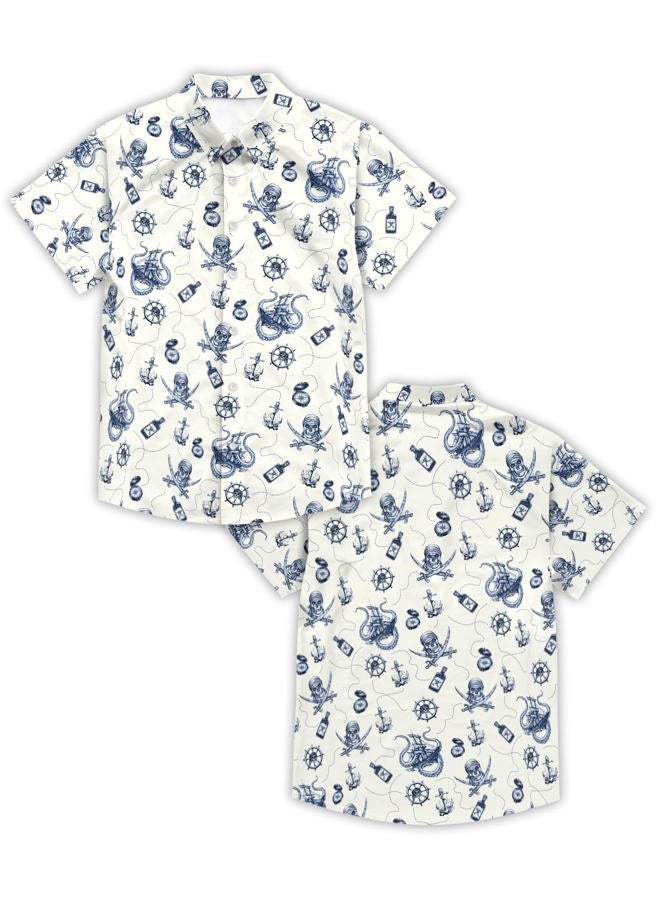 DFZ Funny Hawaiian Shirts for Men Summer Beach Short Sleeve Button Down Shirt Theme Party Shirt, Off-white, L - Image 4