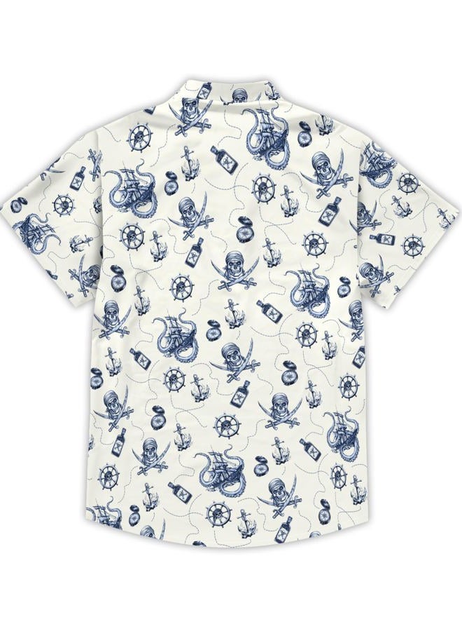 DFZ Funny Hawaiian Shirts for Men Summer Beach Short Sleeve Button Down Shirt Theme Party Shirt, Off-white, L - Image 3