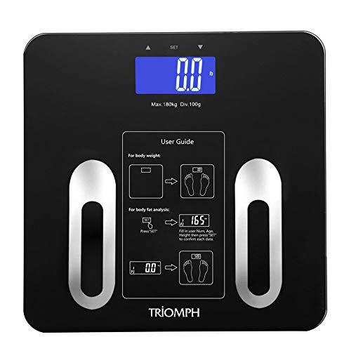 Triomph Precision Body Fat Scale with Backlit LCD Digital Bathroom Scale For Body Weight, Body Fat,Water,Muscle,BMI,Bone Mass and Calorie,10 User Recognition 400 lbs Capacity,Fat Loss Monitor,Black - Image 1