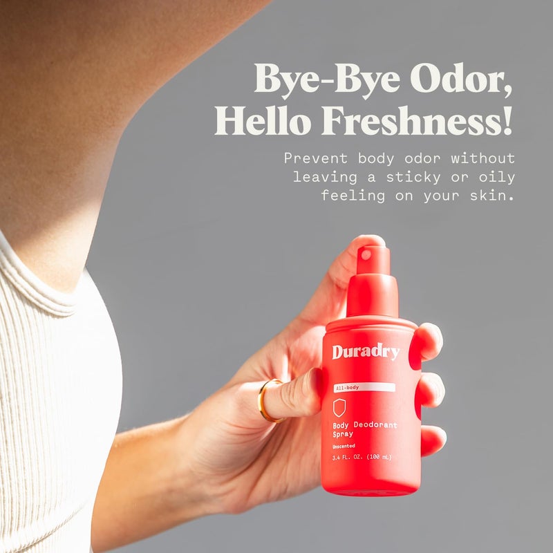 duradry Aluminum-Free Whole Body Deodorant Spray for Men and Women - Unscented Deodorant for Whole Body, Natural Odor Neutralizer, Clear and Residue Free, Non-Staining, Cruelty-Free - 3.4 Fl Oz - Image 5