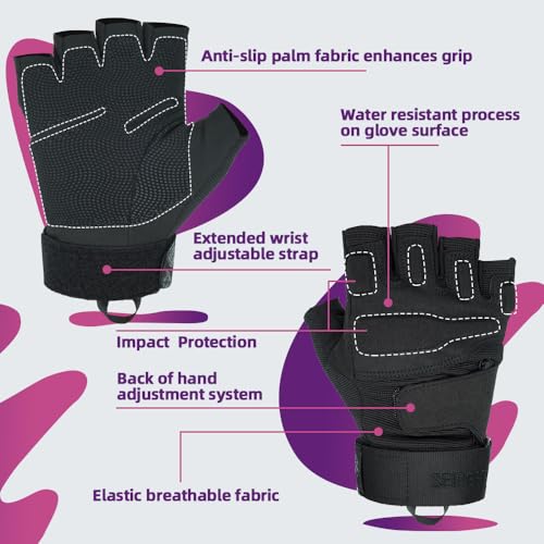Seibertron S.O.L.A.G 1/2 Finger/Fingerless/Half Finger Multi-Function Sports Gloves Black XL - Image 4
