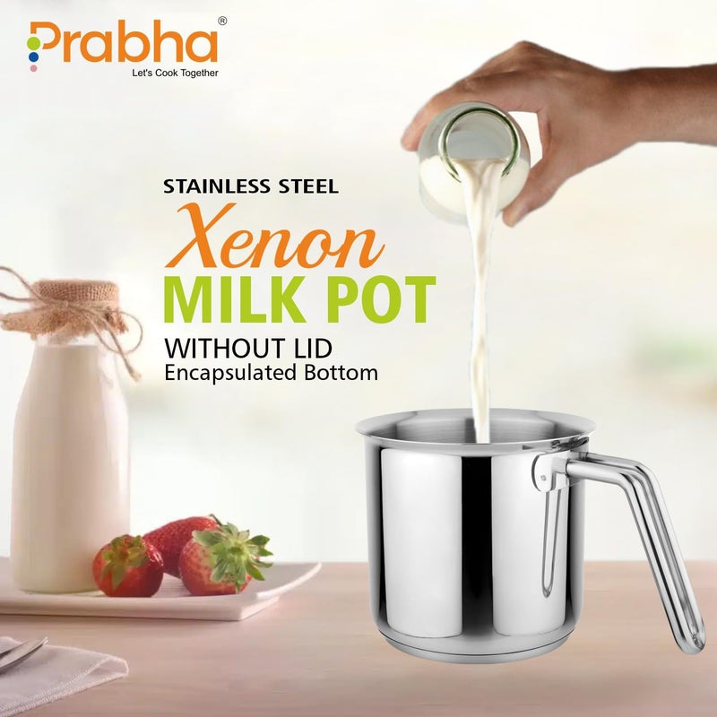Prabha Stainless Steel Xenon Milk Pot - 1L, Induction Base, Home & Kitchen Essential - Image 3