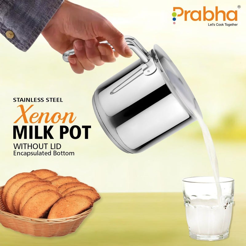 Prabha Stainless Steel Xenon Milk Pot - 1L, Induction Base, Home & Kitchen Essential - Image 4