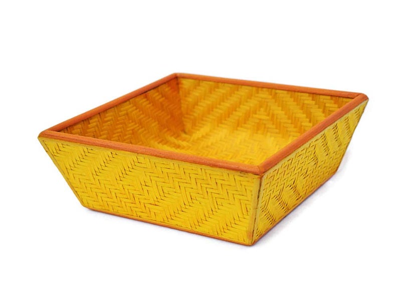 Kadam Haat Bamboo Square Fruit Storage Basket | Food Safe, Non Plastic | Handcrafted Woven Storage Planter Basket for Home Decor, Multi-Purpose for Living Room & Kitchen (2L, Yellow) - Image 4