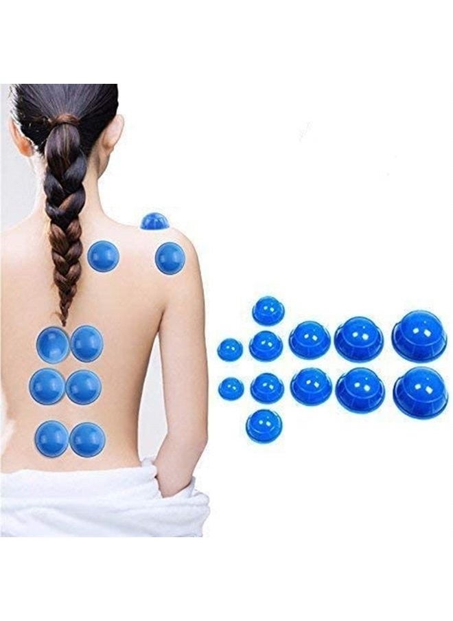 Healthcom - 12 Pcs Silicone Massage Cupping Set Vacuum Cupping Acupuncture Cupping Therapy Set Professional Body Massage Cup Set Vacuum Massage Cupping for Pain Relief Muscle Relaxation,Pack of 12 - Image 1