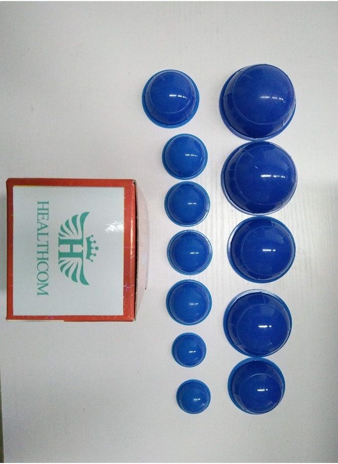 Healthcom - 12 Pcs Silicone Massage Cupping Set Vacuum Cupping Acupuncture Cupping Therapy Set Professional Body Massage Cup Set Vacuum Massage Cupping for Pain Relief Muscle Relaxation,Pack of 12 - Image 1