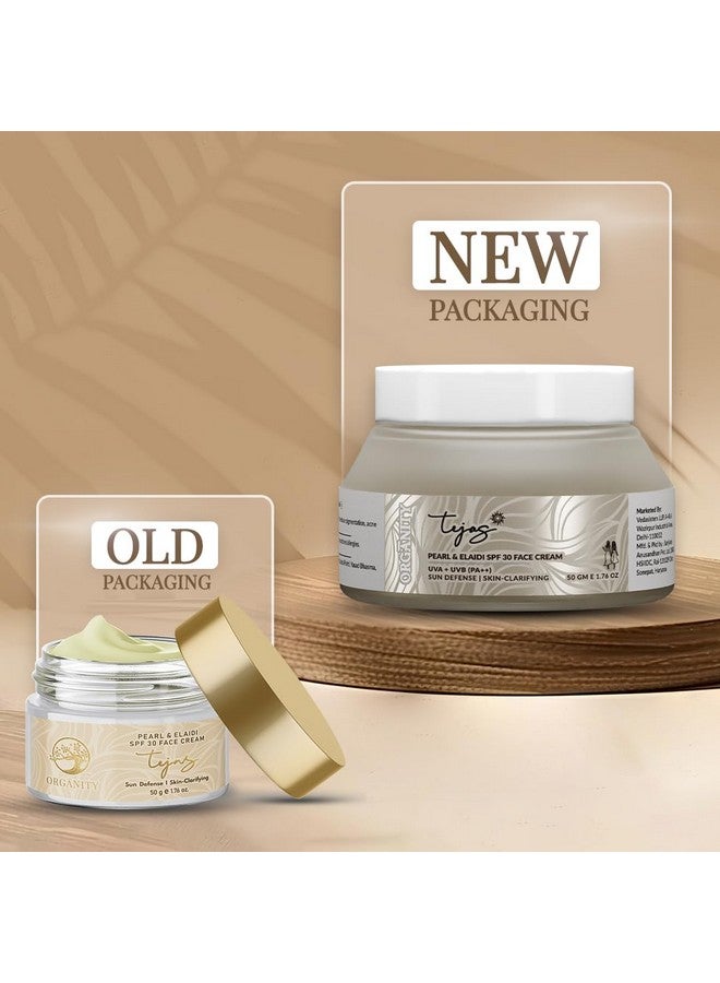 Organity Tejas-Pearl & Elaidi SPF Face Cream | Day Cream for Oily & Acne-Prone Skin | Skin Clarifying & Sun Defense | 50g - Image 2