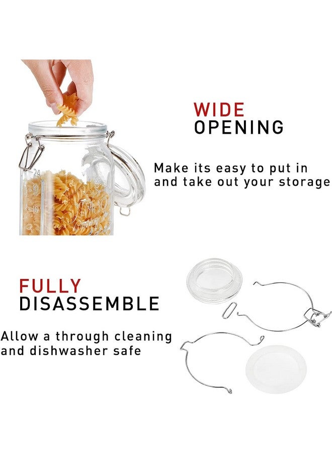 Tebery تبيري 4 عبوات زجاجية واسعة الفم مع أغطية محكمة الإغلاق، سعة 32 أونصة، حاويات تخزين زجاجية كبيرة لمطبخك لتخزين الطعام، الدقيق، المعكرونة، القهوة، الحلوى، مكافآت الكلاب، الوجبات الخفيفة والمزيد - Image 4