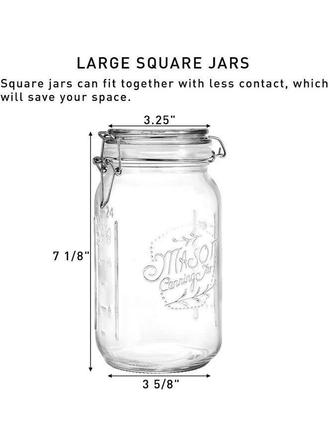 Tebery تبيري 4 عبوات زجاجية واسعة الفم مع أغطية محكمة الإغلاق، سعة 32 أونصة، حاويات تخزين زجاجية كبيرة لمطبخك لتخزين الطعام، الدقيق، المعكرونة، القهوة، الحلوى، مكافآت الكلاب، الوجبات الخفيفة والمزيد - Image 2