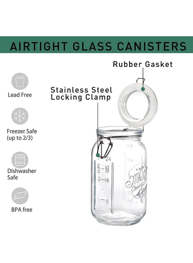 Tebery تبيري 4 عبوات زجاجية واسعة الفم مع أغطية محكمة الإغلاق، سعة 32 أونصة، حاويات تخزين زجاجية كبيرة لمطبخك لتخزين الطعام، الدقيق، المعكرونة، القهوة، الحلوى، مكافآت الكلاب، الوجبات الخفيفة والمزيد - Image 3