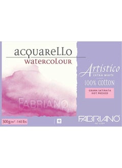 FABRIANO Artistico Extra White Watercolour Notebook Hot Stamp - Plain Texture 300 gr 12 Sheets 26 x 36 cm 