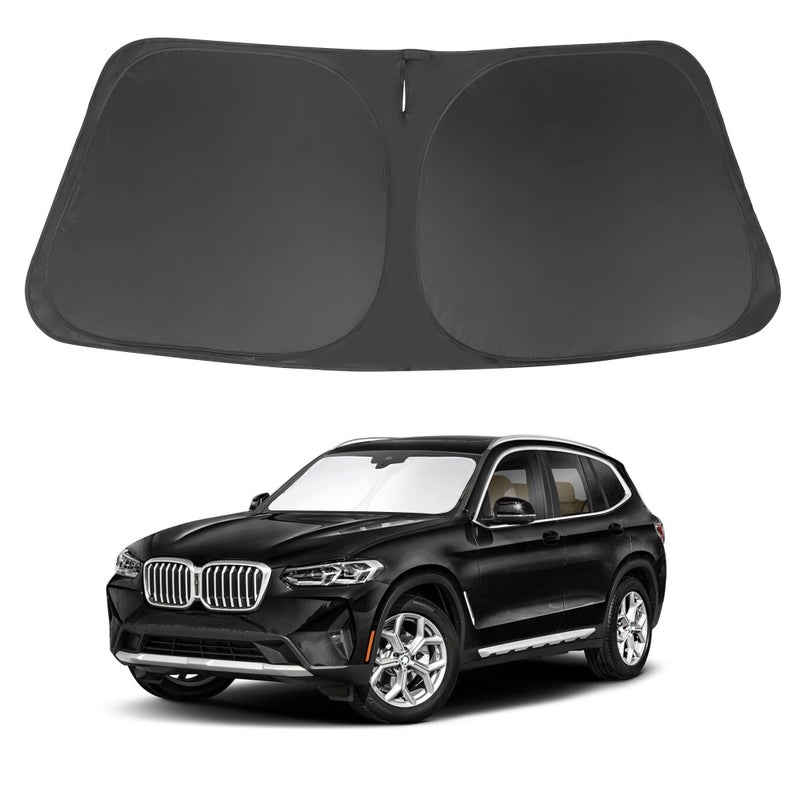 Windshield Sun Shade Compatible with 20182024 2025 BMW X3 Accessories Foldable Sunshade Sun Blocker Protect Car from Sun Rays Heat Damage